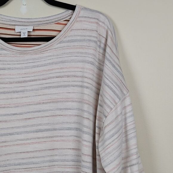 J. Jill Purejill Bisque Lovely Stripe Inside Out Oversized Shirt - Picture 3 of 9